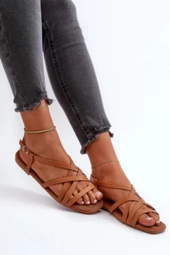 Outlet Big Star Shoes Płaskie Sandały Damskie Big Star NN274013 Camel