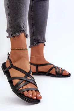 Big Star Shoes Sandały Big Star|Sandały Płaskie*Płaskie Sandały Damskie Big Star NN274011 Czarne