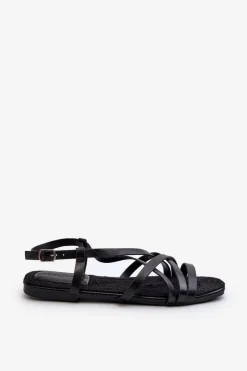 Big Star Shoes Sandały Big Star|Sandały Płaskie*Płaskie Sandały Damskie Big Star NN274011 Czarne