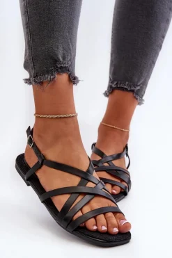 Big Star Shoes Sandały Big Star|Sandały Płaskie*Płaskie Sandały Damskie Big Star NN274011 Czarne