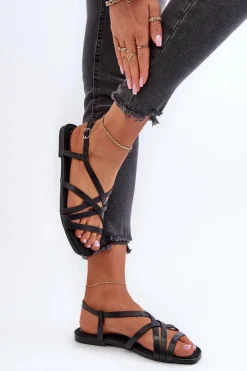 Big Star Shoes Sandały Big Star|Sandały Płaskie*Płaskie Sandały Damskie Big Star NN274011 Czarne