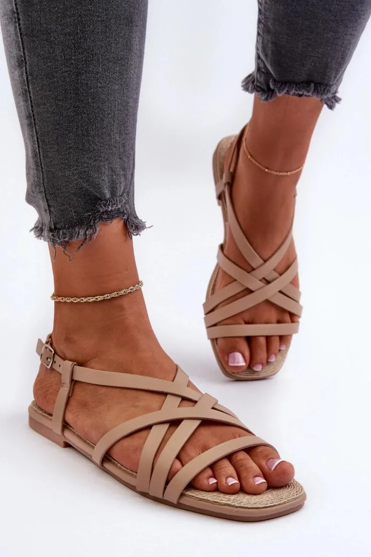 Big Star Shoes Sandały Big Star|Sandały Płaskie*Płaskie Sandały Damskie Big Star NN274012 Beżowe Beżowy