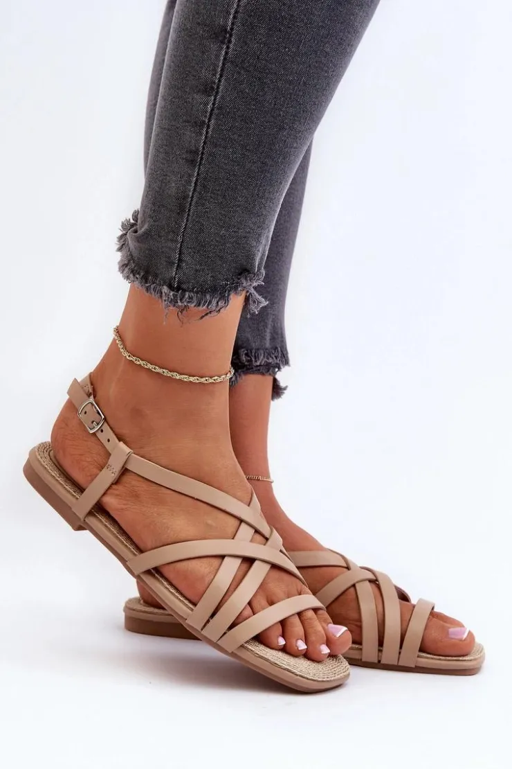 Big Star Shoes Sandały Big Star|Sandały Płaskie*Płaskie Sandały Damskie Big Star NN274012 Beżowe Beżowy