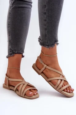 Big Star Shoes Sandały Big Star|Sandały Płaskie*Płaskie Sandały Damskie Big Star NN274012 Beżowe Beżowy