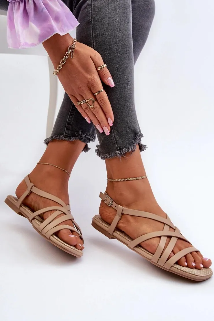 Big Star Shoes Sandały Big Star|Sandały Płaskie*Płaskie Sandały Damskie Big Star NN274012 Beżowe Beżowy