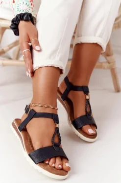 Evento Sandały Płaskie*Płaskie Sandały Damskie Czarne Willow