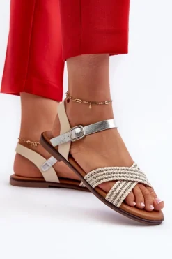 Damskie Damskie buty S.Barski Płaskie Sandały Damskie S.Barski MY923 Beżowe