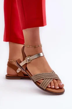 Damskie Damskie buty S.Barski Płaskie Sandały Damskie S.Barski MY923 Brązowe