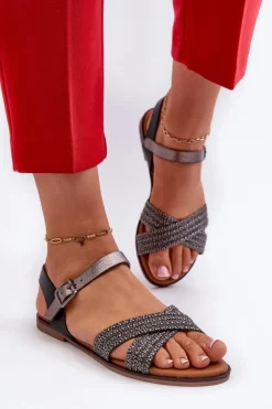 Clearance Damskie buty S.Barski Płaskie Sandały Damskie S.Barski MY923 Czarne Czarny