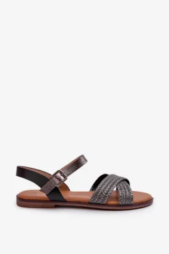 Clearance Damskie buty S.Barski Płaskie Sandały Damskie S.Barski MY923 Czarne Czarny