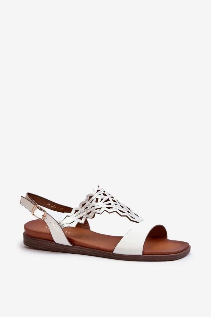 Sale Buty Sergio Leone Płaskie Sandały Damskie Sergio Leone SK070H Białe