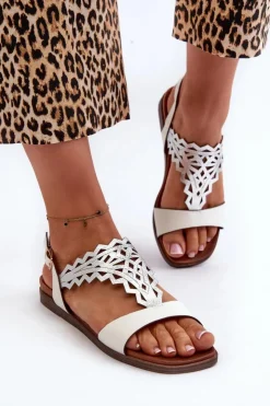 Sale Buty Sergio Leone Płaskie Sandały Damskie Sergio Leone SK070H Białe