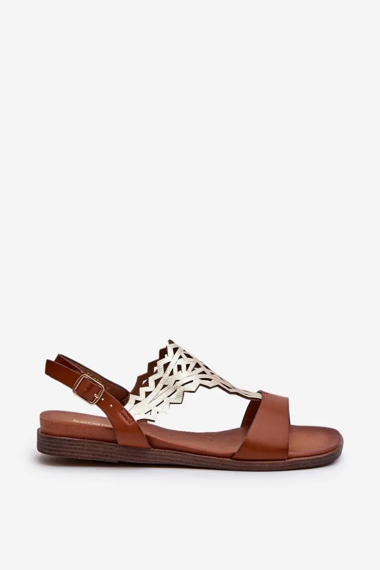 Sale Buty Sergio Leone Płaskie Sandały Damskie Sergio Leone SK070H Brązowe