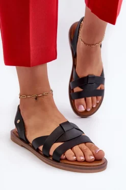 Buty damskie Vinceza Sandały Płaskie*Płaskie Sandały Damskie Z Eko Skóry Vinceza 17347 Czarne