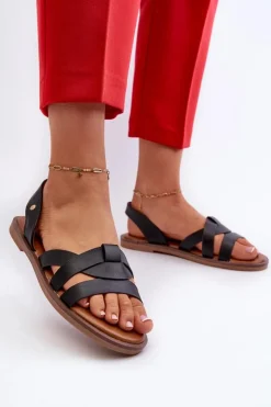 Buty damskie Vinceza Sandały Płaskie*Płaskie Sandały Damskie Z Eko Skóry Vinceza 17347 Czarne