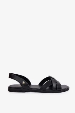 Evento Sandały Płaskie*Płaskie Sandały Damskie Z Eko Skóry Czarne Illoria Czarny