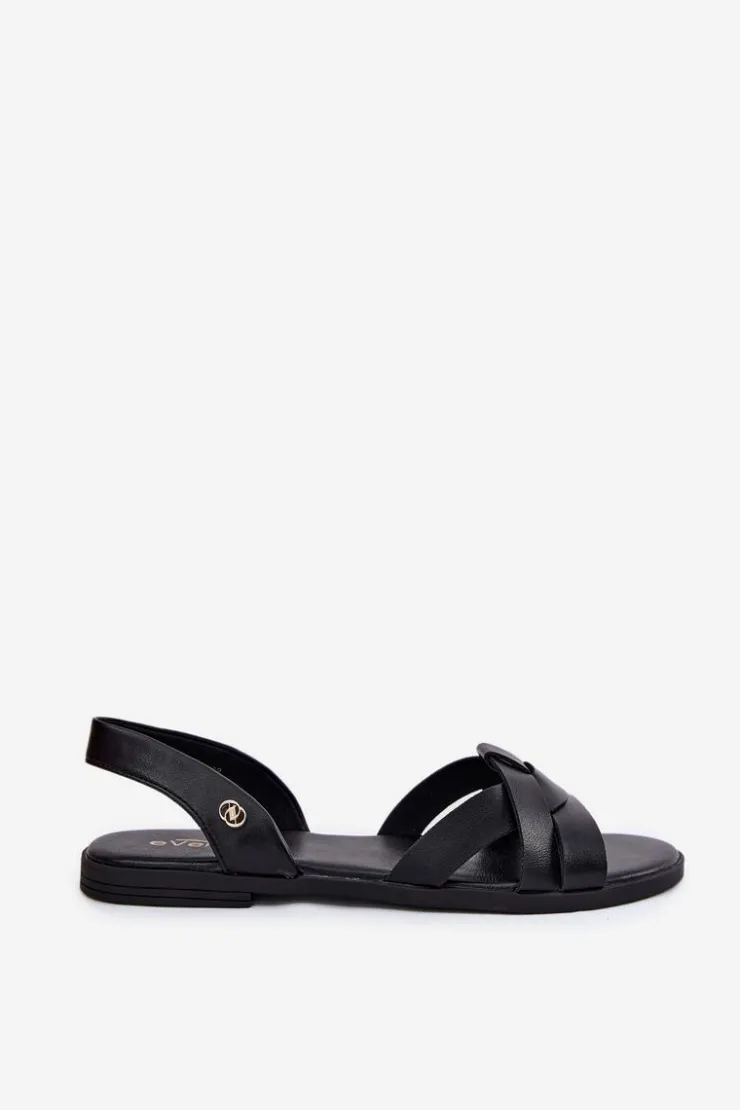 Evento Sandały Płaskie*Płaskie Sandały Damskie Z Eko Skóry Czarne Illoria Czarny