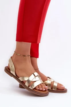 Damskie Buty damskie Vinceza Płaskie Sandały Damskie Z Eko Skóry Vinceza 17347 Złote