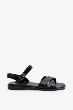 Damskie Damskie buty S.Barski Płaskie Sandały Damskie Z Eko Skóry S.Barski KV27-003 Czarne