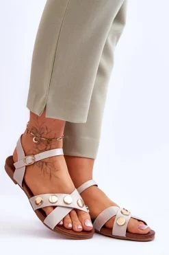 Damskie Damskie buty S.Barski Płaskie Sandały S.Barski KV-5541-35 Nude