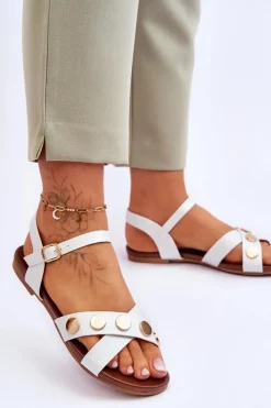 Damskie buty S.Barski Sandały Płaskie*Płaskie Sandały S.Barski KV-5541-35 Biało-Srebrne