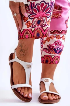 Damskie buty S.Barski Sandały Płaskie*Płaskie Sandały Z Ozdobą S.Barski KV-5541-45 Srebrne