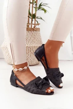 Boto Sandały Płaskie*Płaskie Sandały Z Plecionką Lu Boo Czarne