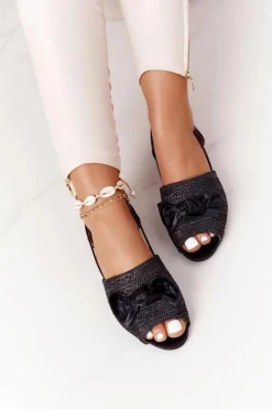 Boto Sandały Płaskie*Płaskie Sandały Z Plecionką Lu Boo Czarne