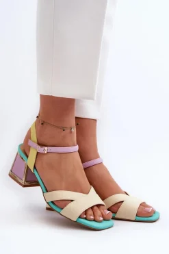 Damskie buty S.Barski Sandały Na Obcasie*Pastelowe Sandały Damskie Na Obcasie D&A CR482 Beżowe