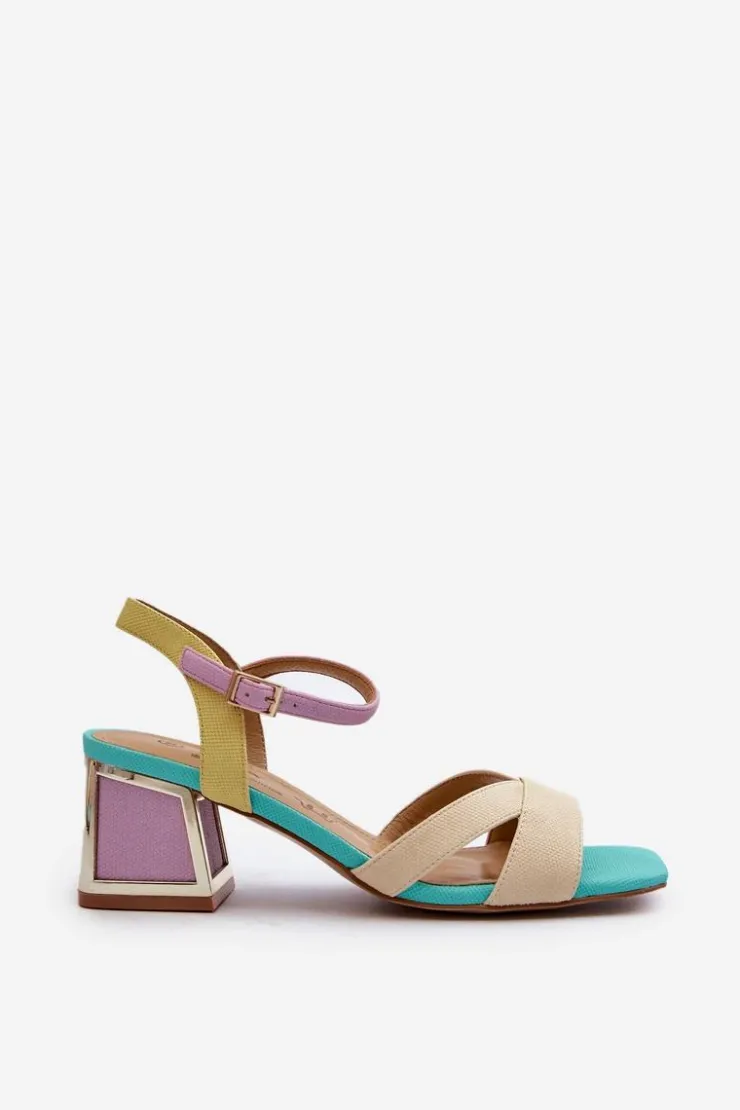 Damskie buty S.Barski Sandały Na Obcasie*Pastelowe Sandały Damskie Na Obcasie D&A CR482 Beżowe