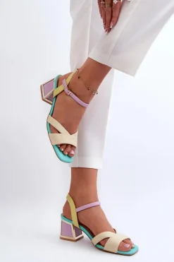 Damskie buty S.Barski Sandały Na Obcasie*Pastelowe Sandały Damskie Na Obcasie D&A CR482 Beżowe