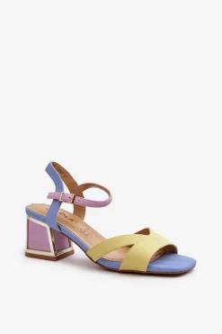 Damskie Damskie buty S.Barski Pastelowe Sandały Damskie Na Obcasie D&A CR482 Żółte