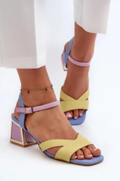 Damskie Damskie buty S.Barski Pastelowe Sandały Damskie Na Obcasie D&A CR482 Żółte