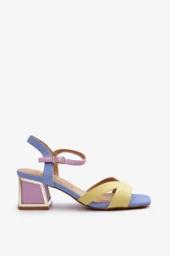 Damskie Damskie buty S.Barski Pastelowe Sandały Damskie Na Obcasie D&A CR482 Żółte