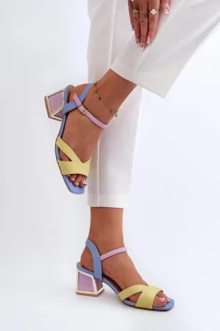 Damskie Damskie buty S.Barski Pastelowe Sandały Damskie Na Obcasie D&A CR482 Żółte