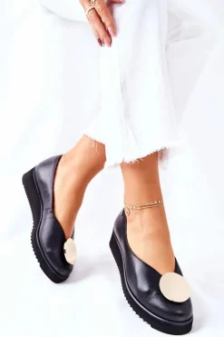 Online Maciejka Półbuty Baleriny Na Platformie Czarne 5315B-01