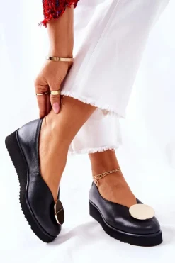 Online Maciejka Półbuty Baleriny Na Platformie Czarne 5315B-01