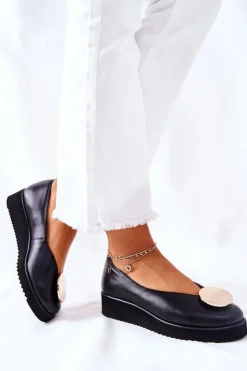 Online Maciejka Półbuty Baleriny Na Platformie Czarne 5315B-01