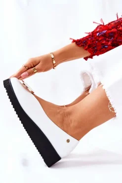 Maciejka Półbuty Skórzane|Baleriny Klasyczne*Półbuty Baleriny Na Platformie Białe 5315B-11