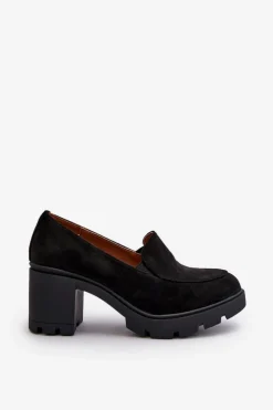 Boto Czółenka Na Platformie|Czółenka Zamszowe*Półbuty Damskie Eko Zamszowe Na Obcasie i Platformie Czarne Arablosa