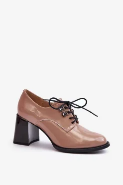 Sale Buty damskie Vinceza Półbuty Damskie Lakierowane Na Słupku Beżowe Nelione Beżowy