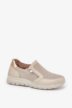 Damskie Evento Półbuty Damskie Na Platformie Z Zamkiem Złote Leanae