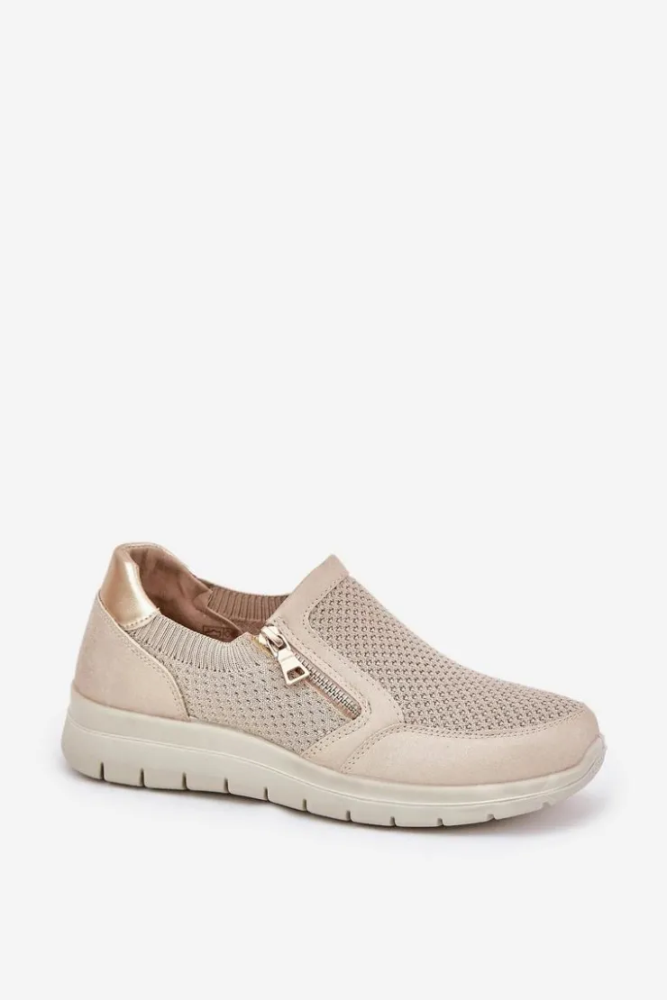 Damskie Evento Półbuty Damskie Na Platformie Z Zamkiem Złote Leanae