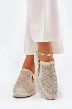 Damskie Evento Półbuty Damskie Na Platformie Z Zamkiem Złote Leanae