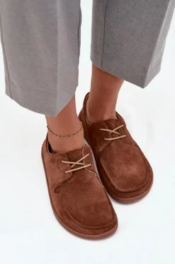 Outlet Zazoo Półbuty Damskie Typu Barefoot Z Naturalnego Zamszu 327 Brązowe Brązowy