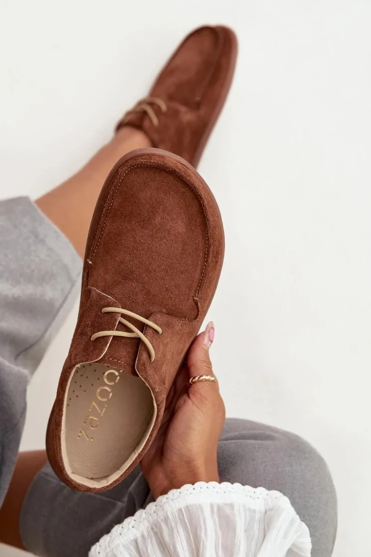 Outlet Zazoo Półbuty Damskie Typu Barefoot Z Naturalnego Zamszu 327 Brązowe Brązowy