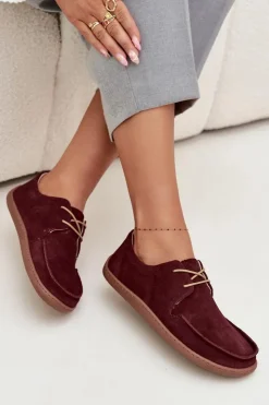 Damskie Zazoo Półbuty Damskie Typu Barefoot Z Naturalnego Zamszu 327 Bordowe