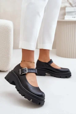 Hot Boto Półbuty Damskie Z Klamrą Czarne Plikuria