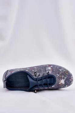 Artiker Półbuty Skórzane*Półbuty Damskie Ze Skóry Naturalnej Wzorzyste 56C2691 e Niebieski