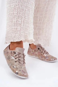 Artiker Półbuty Skórzane*Półbuty Damskie Ze Skóry Naturalnej Wzorzyste 56C2689 Beżowe Beżowy